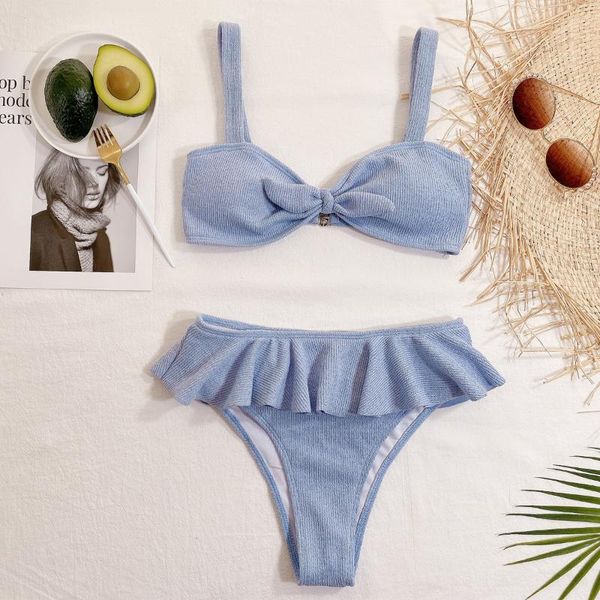 

women's swimwear jnzfxes 2021 summer women bowknot ruffle mini thong bikini female bathing suits lyc32, White;black
