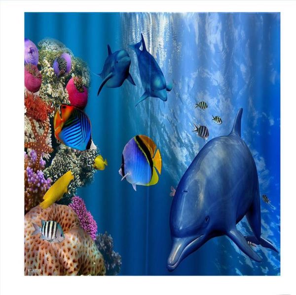 

modern cartoon underwater world dolphins curtain digital print for kids room children's blackout window drapes sets decoration &