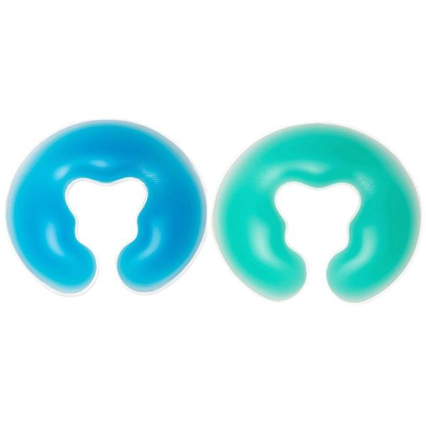 

pillow 2pcs soft silicon spa u shape massage gel pad face relax body cradle cushion health care green & blue