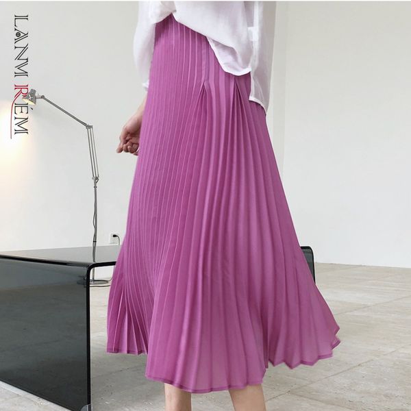 

women irregular pleasted skirt fashion summer elastic high waist s female casual folds streetwear 2d1466 210507, Black