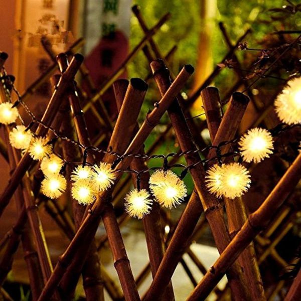 

strings hairy balls 6m 30 led lights solar string strip light solaris panel outdoor ip65 waterproof fairy lamp for wedding christmas
