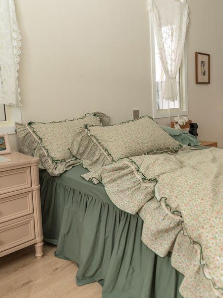 

bedding sets fairy beautiful romantic vintage small floral all cotton washed four-piece quilt cover bed sheet skirt