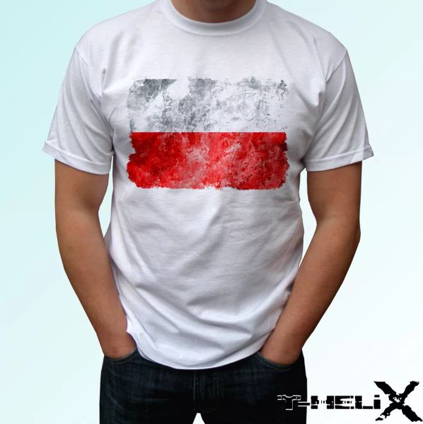 

flaga polski koszulka polska poland flag white t shirt - mens womens kids, White;black