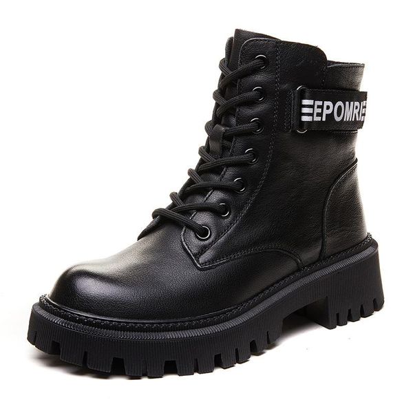 

boots casual women's 2021 winter plus velvet mid-tube thick-soled short, Black