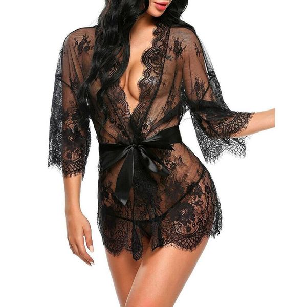 Sexy Dessous Spitze Robe Kleid Frauen Nachtwäsche Unterwäsche Babydoll Nachtwäsche Damen Bikini Cover Up Strand frauen Bademode