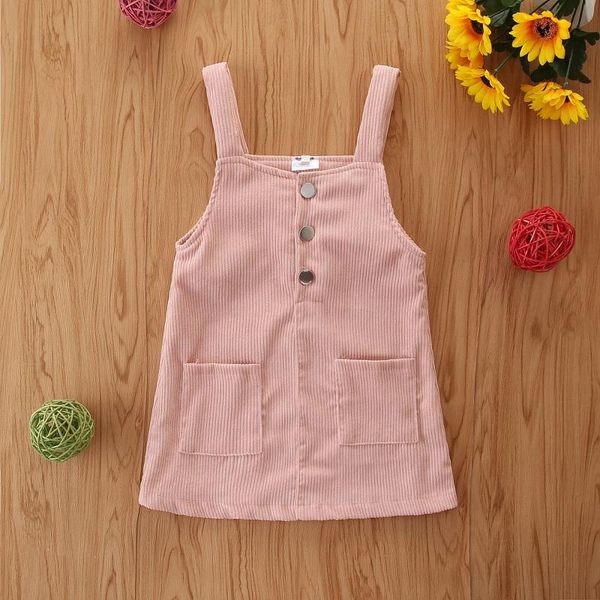 

girl's dresses infant baby solid color corduroy overalls dress girls square collar suspender with pockets, Red;yellow