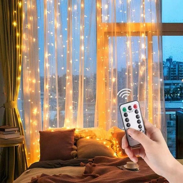 

strips 3m led fairy lights garland curtain lamp remote control usb string christmas decorations for home bedroom window