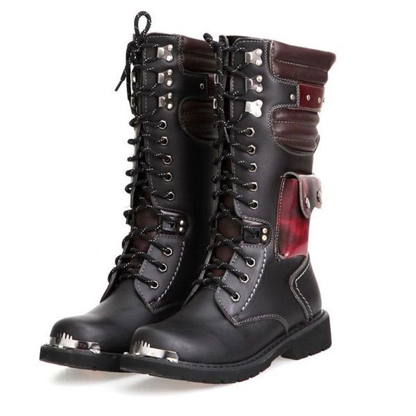 

boots military boots, korean version, high british style, thick soled a hair substitute, Black