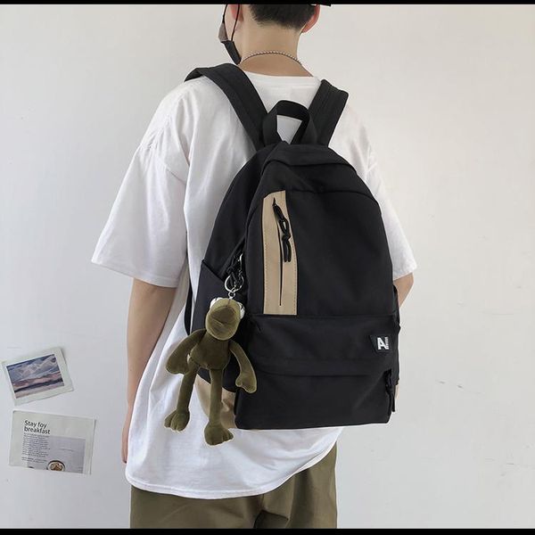 

casual simple school bag male college student ins fashion trend rucksack backpack