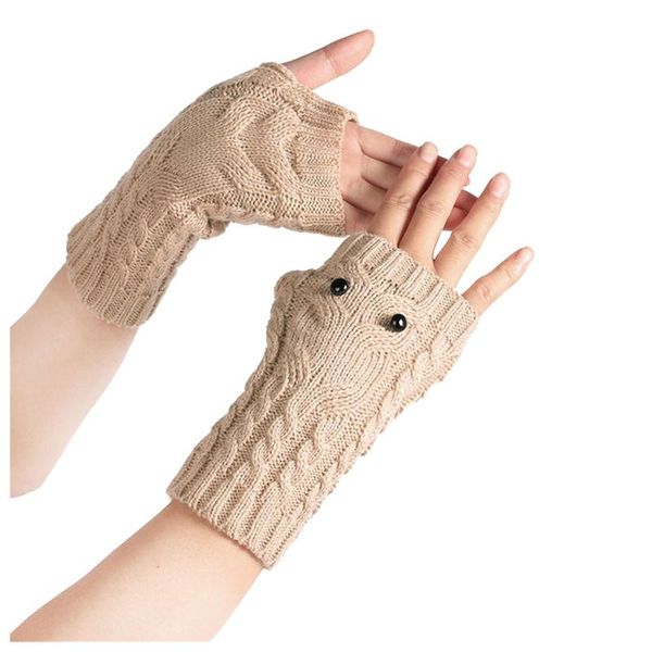 

sports gloves winter warm female fingerless without fingers women cashmere hand wrist warmer mittens gift, Black