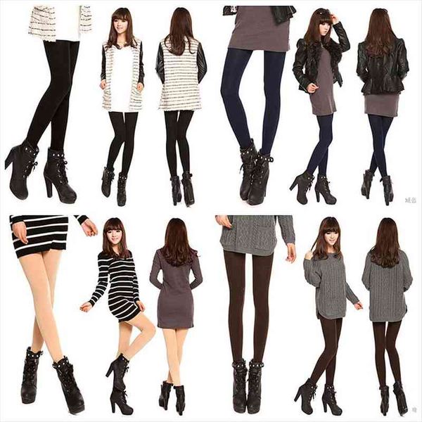

autumn winter thick warm women leggings candy color brushed charcoal stretch fleece pant trample feet legging special offer, Black