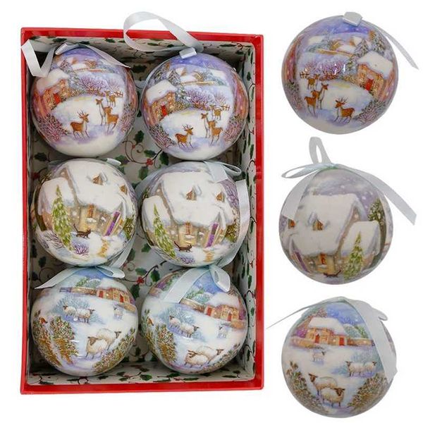 6 pcs Árvore de Natal Hanging Bola Ornamento Decorações Gift Anos Navidad Eazy Hang Ball Bauble DIY Xmas Party Christmas 211122