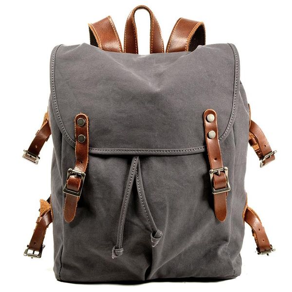 

backpack vintage cotton & canvas leather outdoor casual laphy-10241