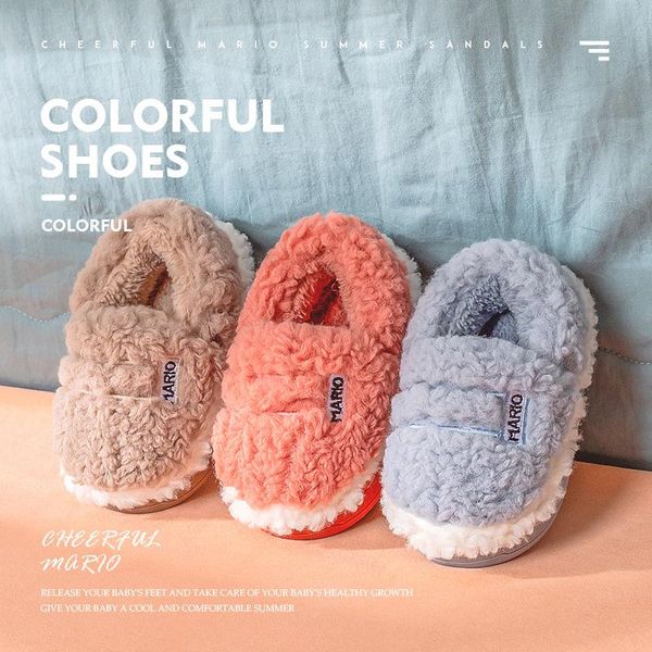 

first walkers kushyshoo shoes for baby girl winter 2021 fashion solid color all-match kids slippers thicken plush warm heighten platform