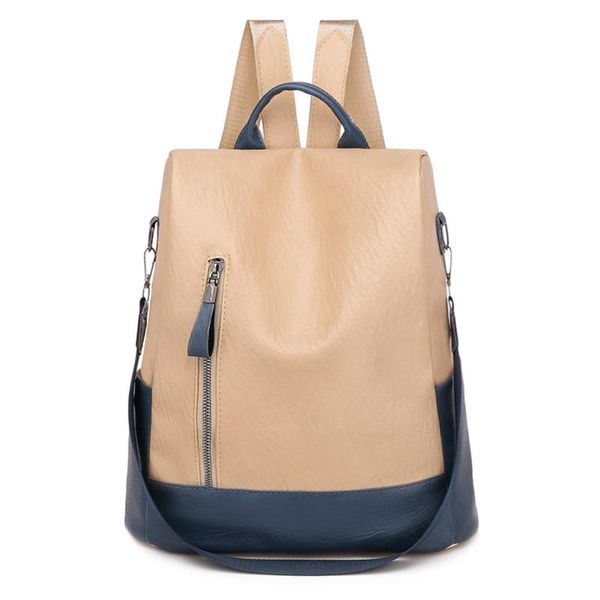 

outdoor bags women's leather backpack patchwork school for teenage girls large capacity casual ladies' lapbag mochilas sac