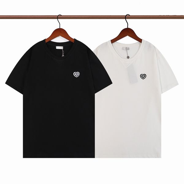 

20ss men's letter embroidered print t-shirt black fashion women designer summer men's short sleeve couple casual wear ready to shi, White;black