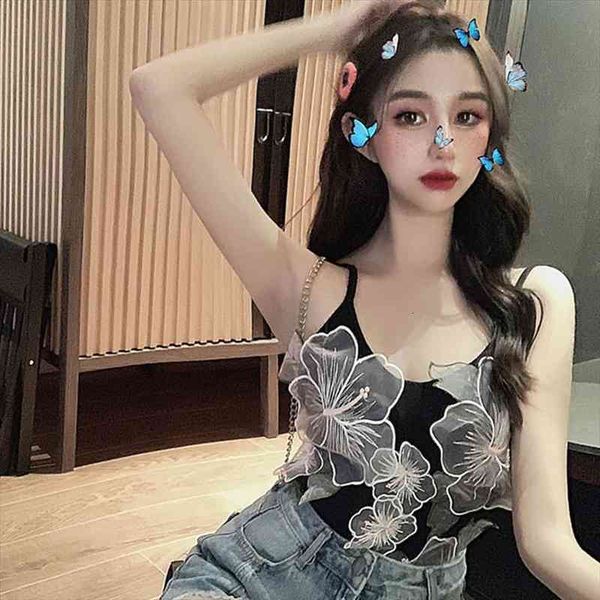

corset spaghetti straps knitted womens tank summer embroidered vest crop for, White