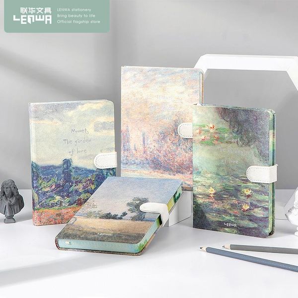 

monet agenda 2021 planner notebook journal organizer 365 days plan weekly writting office sketchbook notepad notepads, Purple;pink