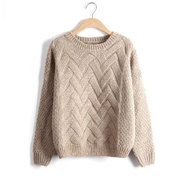 

women's sweaters autumn winter women loose casual pullovers thick knitting sweater, White;black
