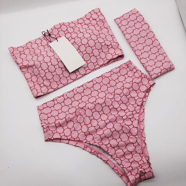 

summer beach bikinis set vintage style lady letter printed bathing suit outdoor woman tube swimsuit, White;black