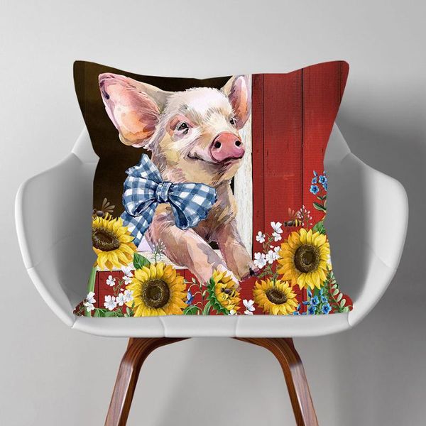 

cushion/decorative pillow hand painting farm animals cushion covers cow pig flower print decorative case