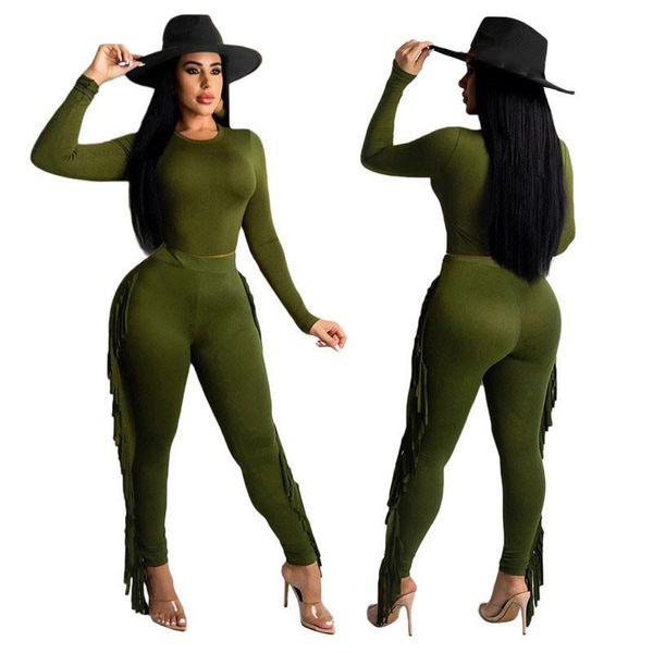 

women's two piece pants wuhe sport active set long sleeve t-shirt and tassel side autumn winter tracksuit fitness outfit, White