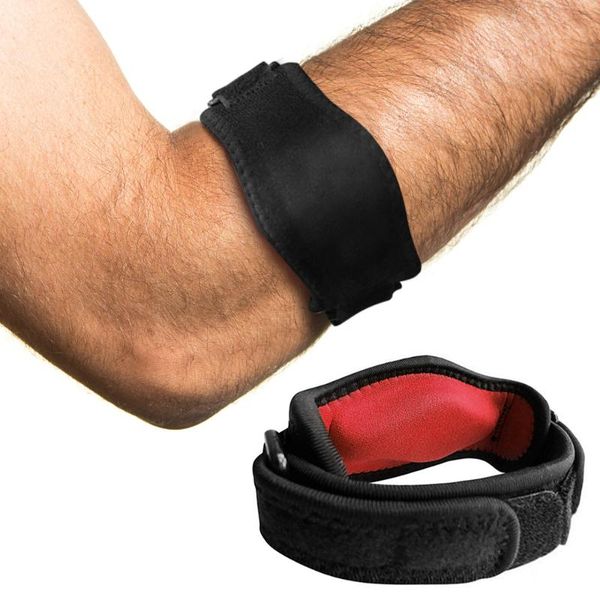 

adjustable elbow brace tennis support wrap forearm belt protector for arthritis pain relief & knee pads, Black;gray