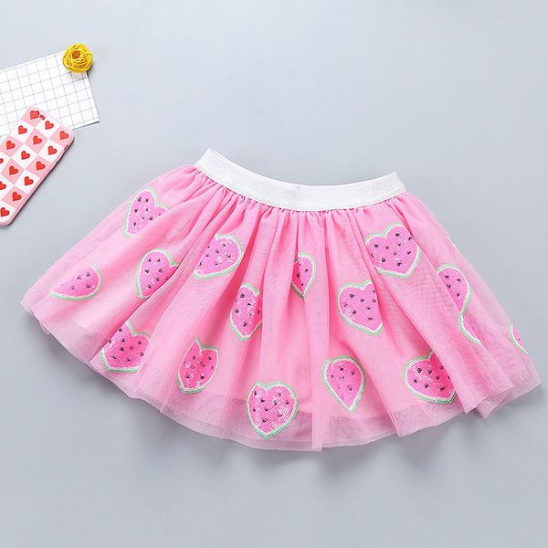 Meninas lantejoulas rosa amor saia casual tutu bordado bebê menina festa de aniversário vestido de bola pettiskrit 210429