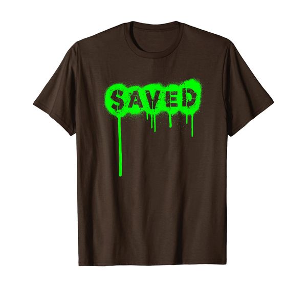 

saved - green graffiti tag spray paint t-shirt, White;black