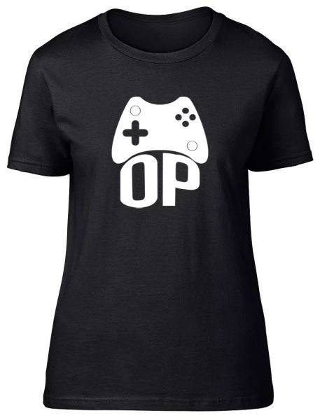 

video games op ladies womens fitted t-shirt, White;black