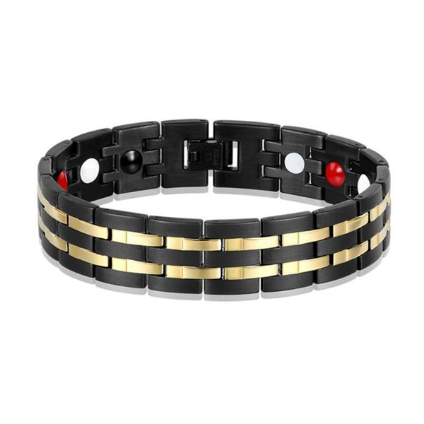 

link, chain titanium steel bracelet korean style radiation protecting magnetic for men cx17, Black