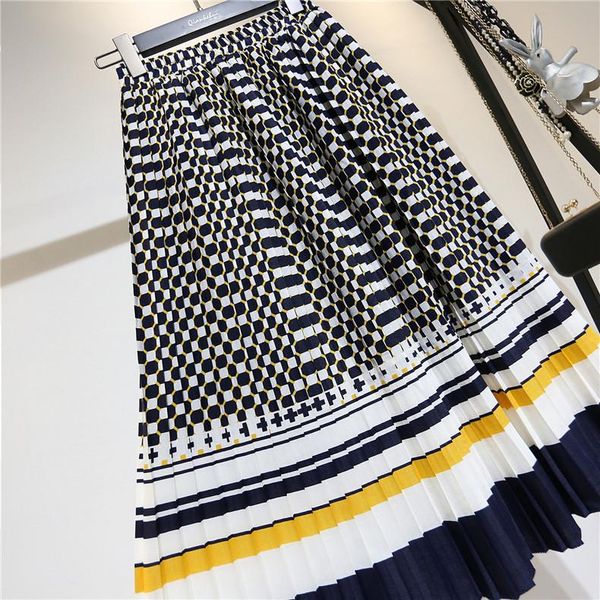 

skirts women summer floral pleated boho womens clothes korean high waist skirt 2021 fashion ladies qkh260 kj5974, Black