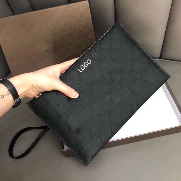 

all-match men's leather large-capacity clutch bag fashion wallet embossed envelope black 28*18