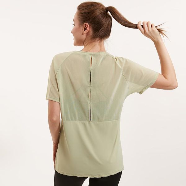 

vansydical back mesh yoga shirts women loose sport short sleeves quick dry fitness gym t-shirts workout running tees outfit