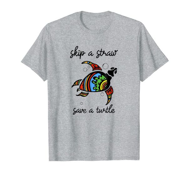 

skip a straw save a turtle socean pollution t shirt, White;black