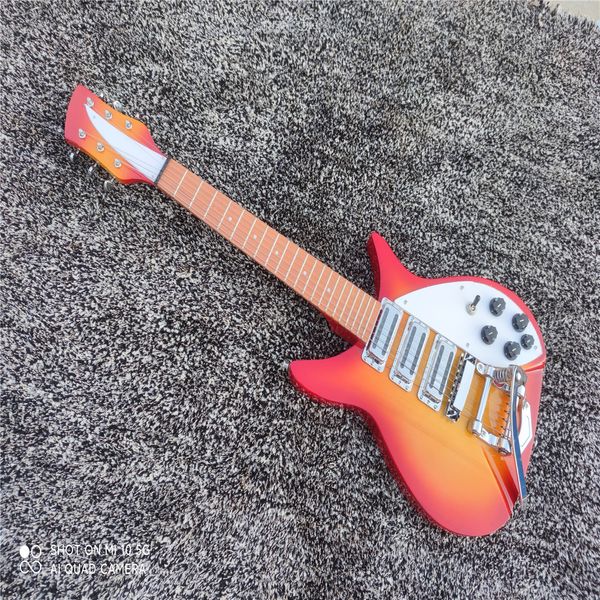 6-струнная электрическая гитара, настраиваемые, вишневый красный градиент, хромированное металлическое оборудование с вибратовой рукой