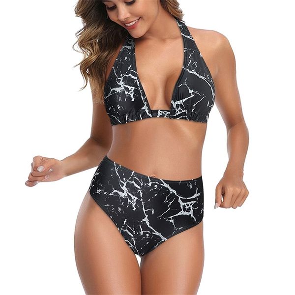 

summer women halter bikini swimsuits swimwear 2 two pieces sets bathing suits beachwear 210507, White;black