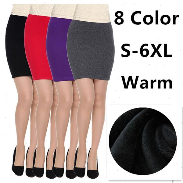 

women skirt autumn winter skirts office formal pencil casual slim high waist warning skirts,plus size m 6xl, Black