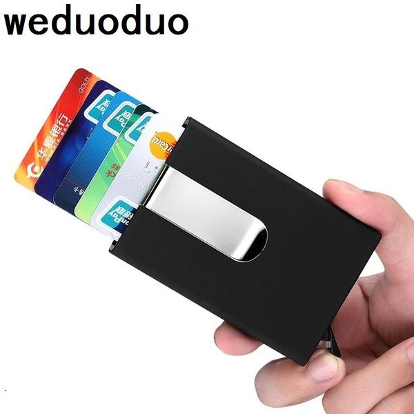 

card holders weduoduo stainless steel case aluminium metal men business id cover popup automatically, Brown;gray