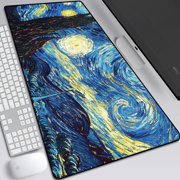 

mouse pads & wrist rests van gogh starry night painting anime large pad mat computer gamer locking edge mousepad keyboard mice