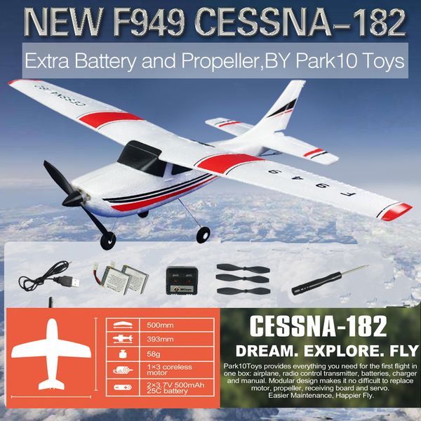 

f949 2.4g 3ch rc airplane fixed wing plane outdoor toys drone rtf update version digital servo propeller strong package