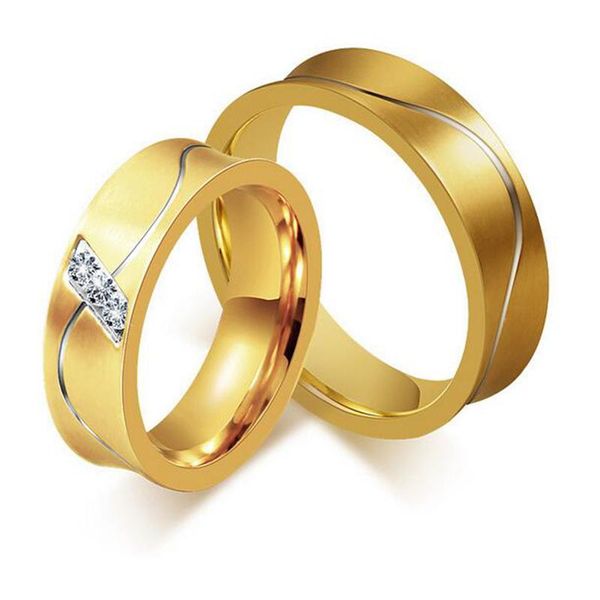 

wedding rings selling gold-color love alliance ring for women and men quality stainless steel couple, Slivery;golden