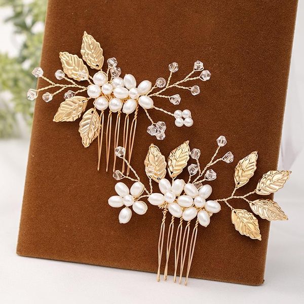 

other wedding crown tiaras hairpin with pearls hair clips bridesmaid dress accessories pearl tiara hiar ornaments, Golden;white