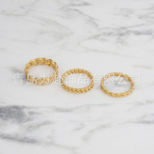 

d006 accessories ins net red matte twist cool wind chain ring, Black