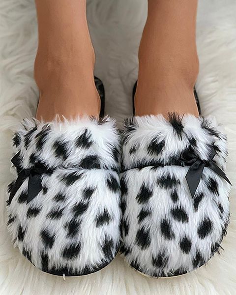 

women home slippers winter warm shoes woman slip on flats slides female faux fur closed toe mujer invierno, Black