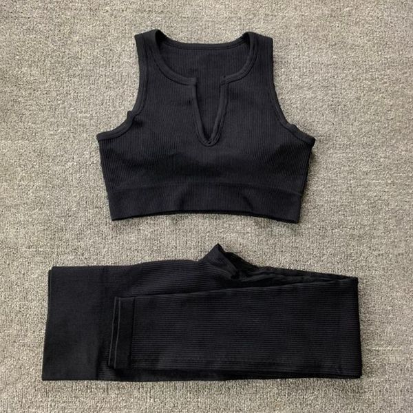 

yoga outfit 2pcs women seamless set fitness suit gym sports bra+high waist leggings workout sportswear active wear running clothes