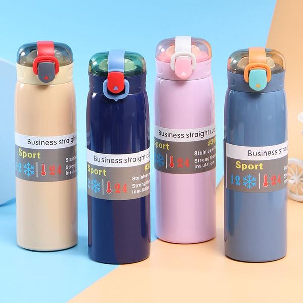 

water bottles simple stainless steel vacuum flask pea cup bouncing lid outdoor