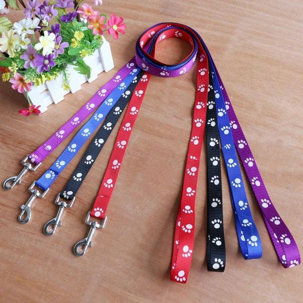 

fashion printed 120cm nylon dog footprint collar pet leash lead, 4 colors, with swivel hook,easy access to collars & leashes