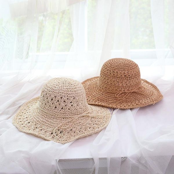 

wide brim hats summer sun for women foldable crochet knit straw hat large protection beach, Blue;gray