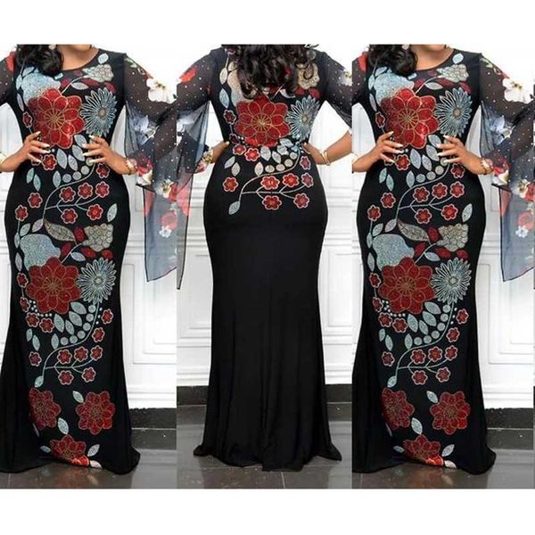 

tilapia party diamond maxi long dress luxury slim empire african bazin riche vestidos american clothing for lady casual dresses, Black;gray